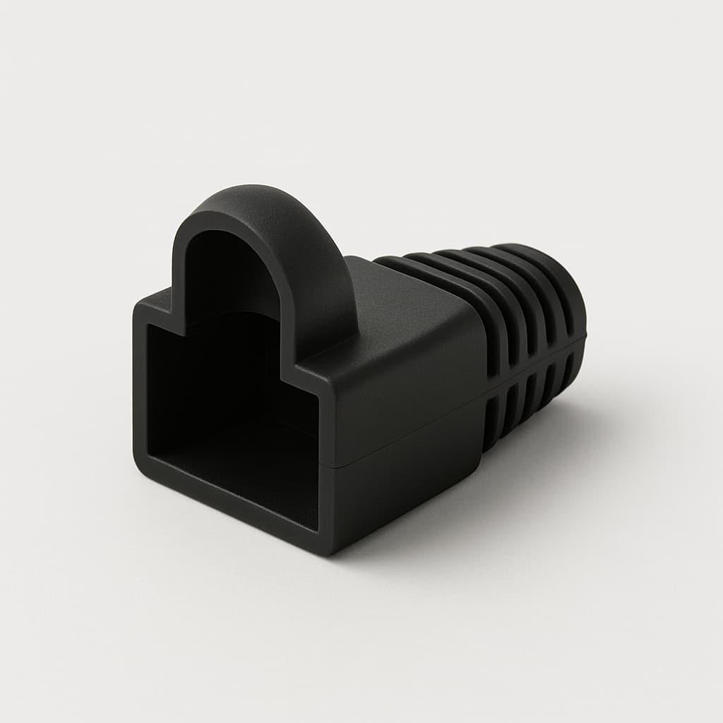 Telegartner B00081A0047 RJ45 Plug Protective Cap, Black RAL 9011 — illustrative AI-generated image