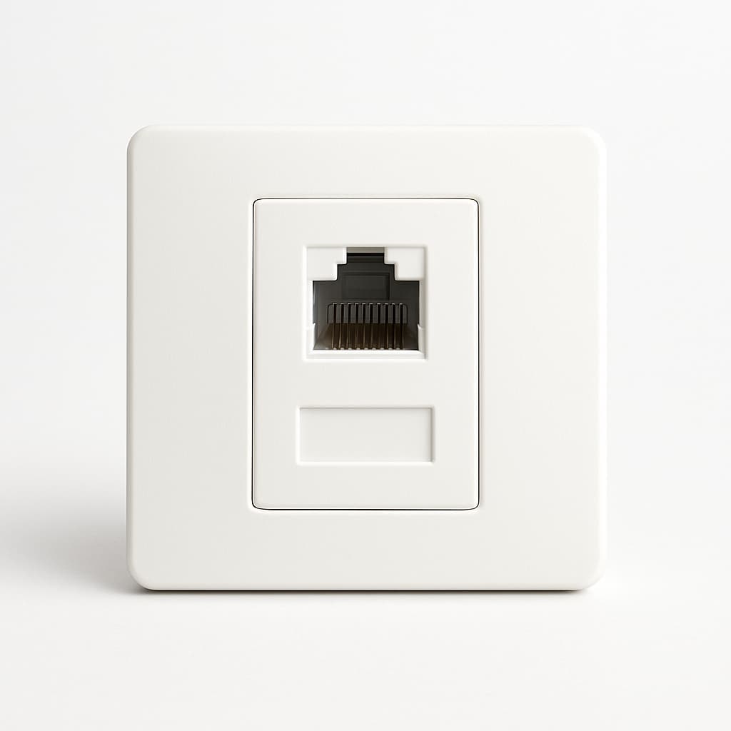 Telegartner J00020A0389C AMJ45 8/8 Up/50 Cat.5e, Alpine White — illustrative AI-generated image