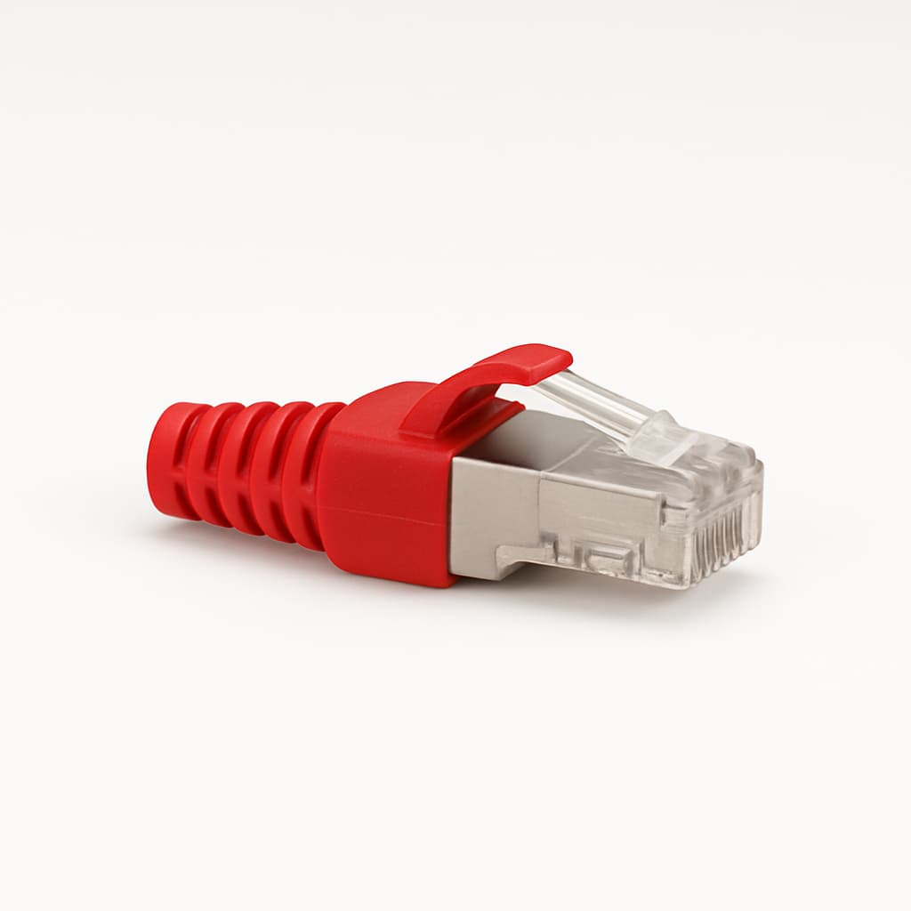 Telegartner J00026B0171 RJ45 Plug MP8 FS with Cable Boot — illustrative AI-generated image