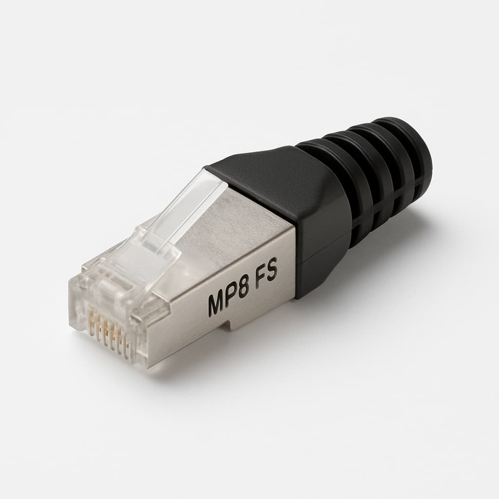 Telegartner J00026D0171 RJ45 Plug MP8 FS with 6.3mm Cable Boot — illustrative AI-generated image