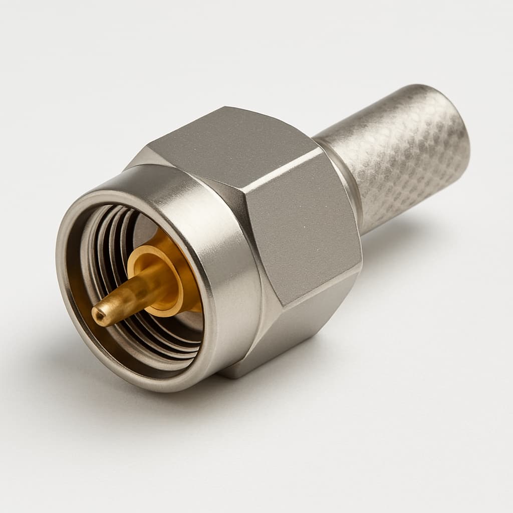 Telegartner J01150A0019N SMA Crimp Plug, 50 OHM, G7 — illustrative AI-generated image
