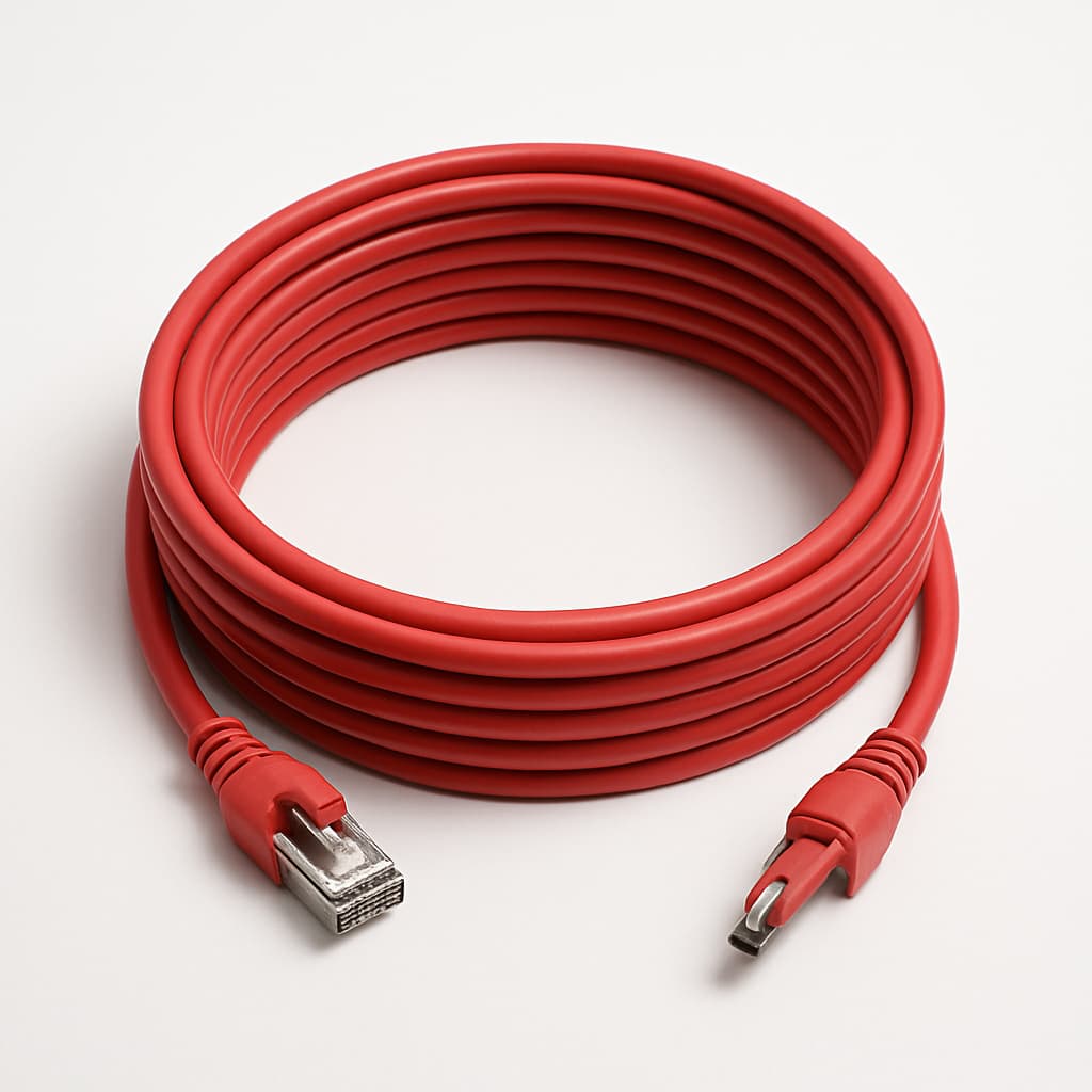 Telegartner L00004A0147 S/FTP Cat.6A Patch Cord, 7.5m, Red — illustrative AI-generated image