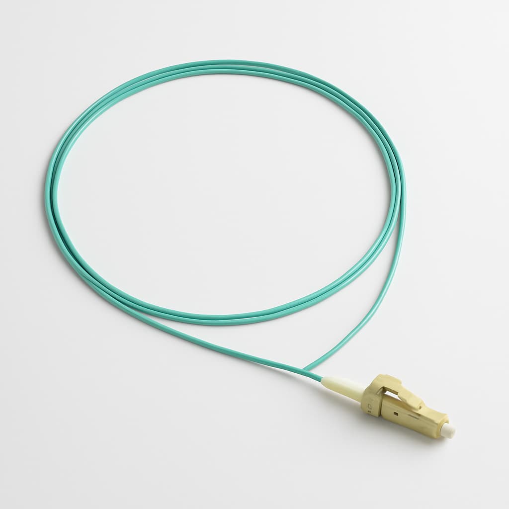 Telegartner L00879A0016 Pigtail Set 50/125µm OM3 LC, Aqua, 1.5m — illustrative AI-generated image