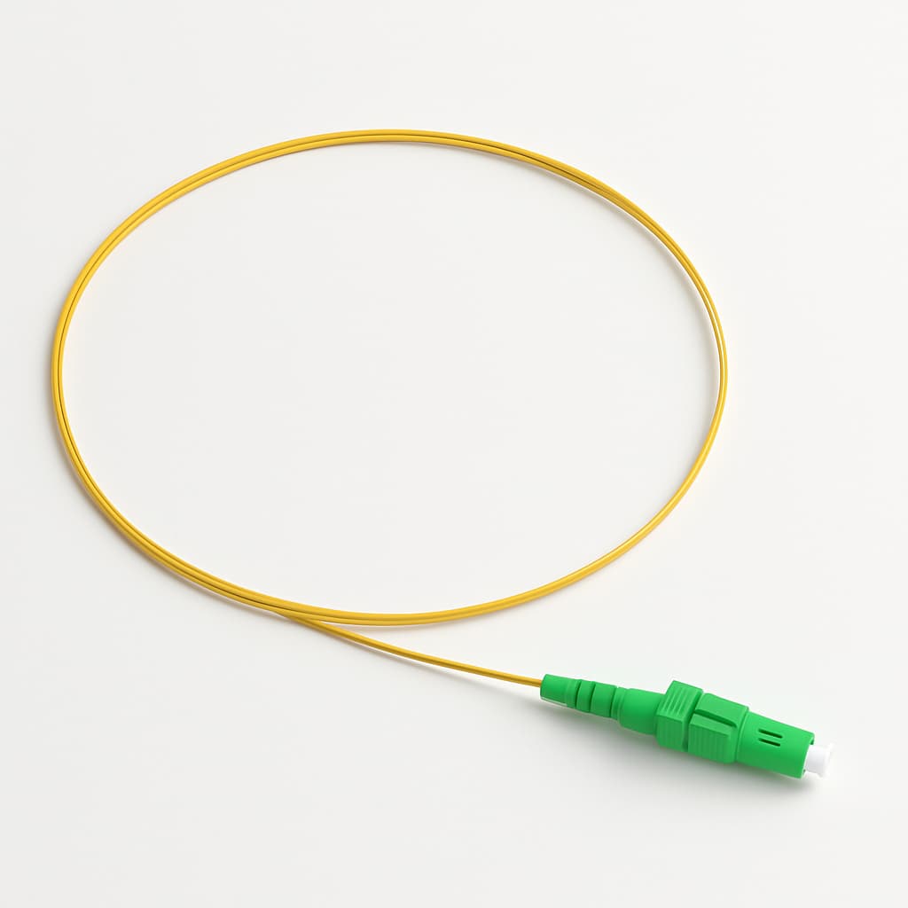Telegartner L00879A0031 Fiber Pigtail, OS2 E9/125, LC/APC, 1.5m — illustrative AI-generated image