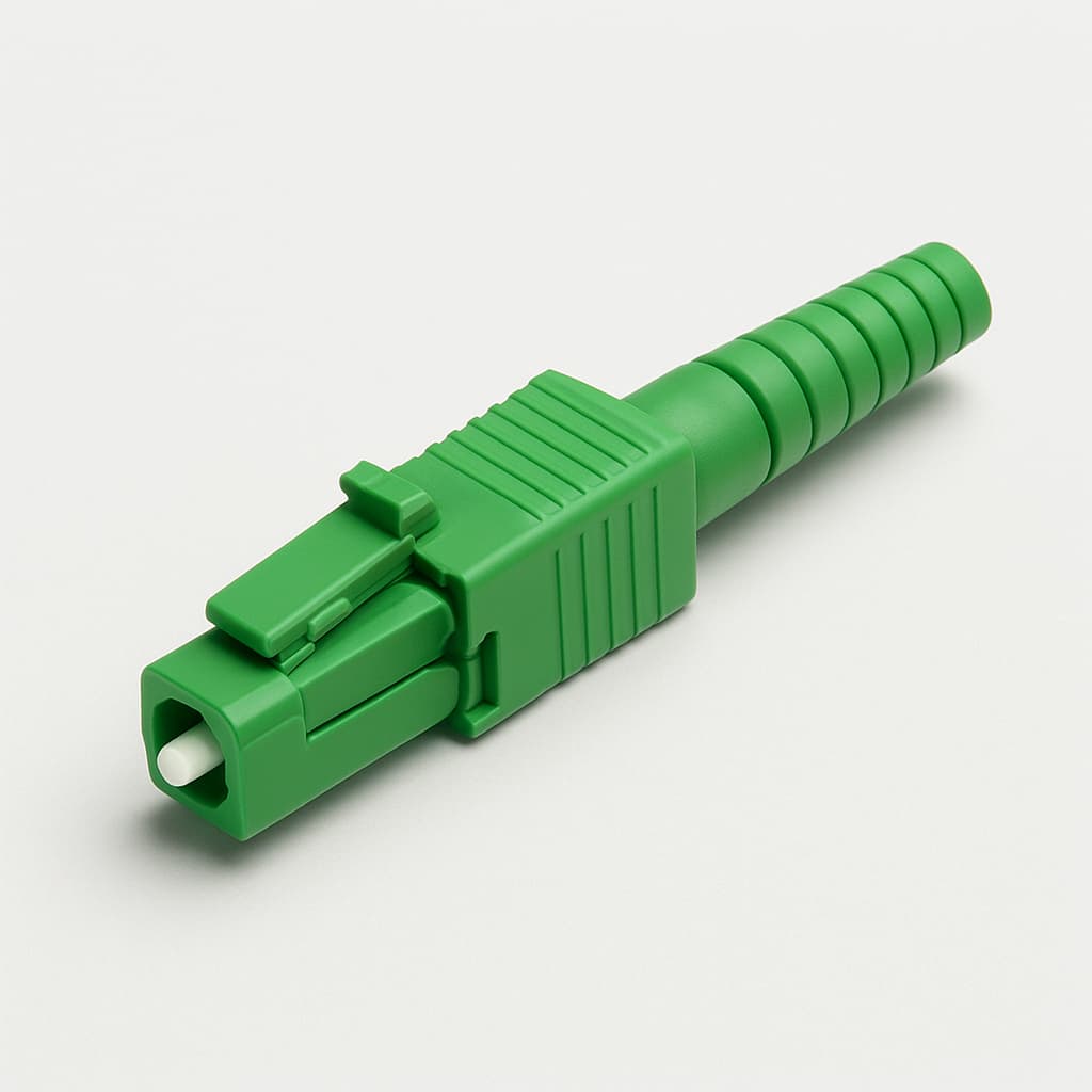 Telegartner U01100A0125 E2000/APC 8° Plug, SM, Green — illustrative AI-generated image