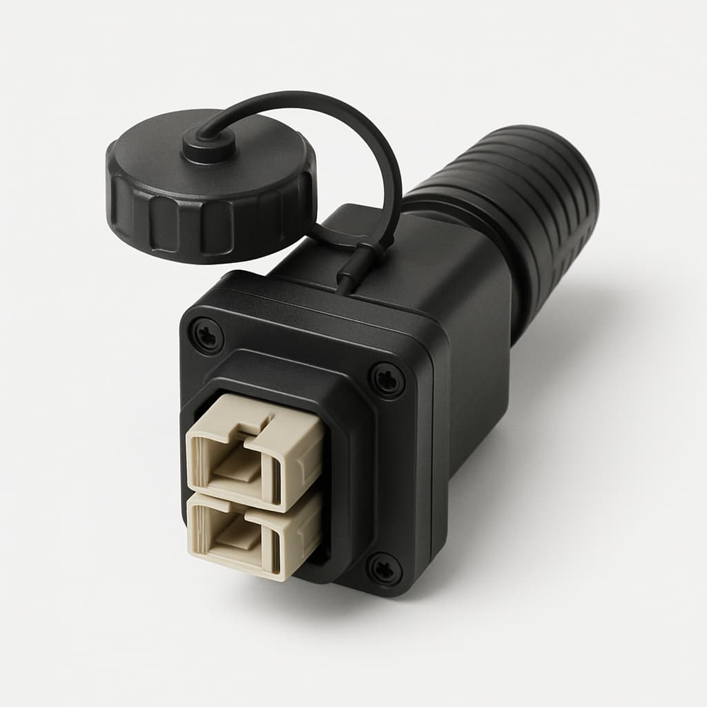 Telegartner U01100A0127 2xSC IP67 Industry Connector — illustrative AI-generated image
