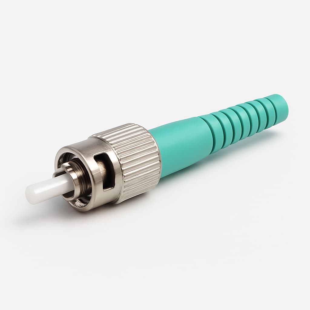 Telegartner U01100A0211 ST Plug, MM Fibre, Aqua Boot — illustrative AI-generated image
