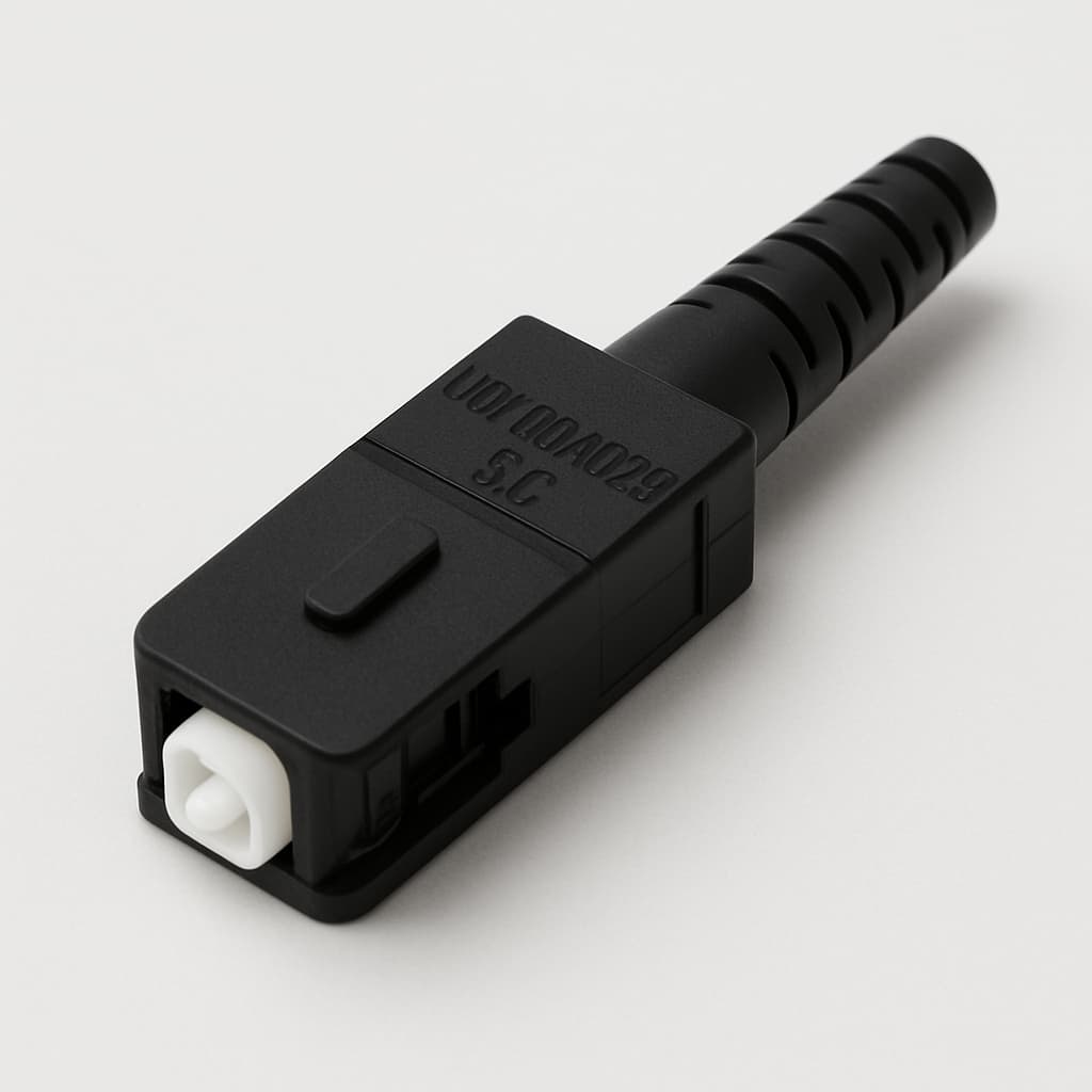 Telegartner U01100A0267 SC Plug, MM Fibre, Black — illustrative AI-generated image
