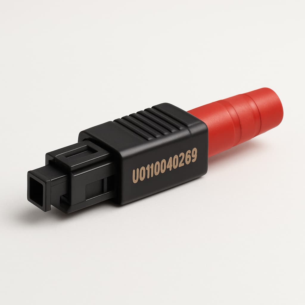 Telegartner U01100A0269 E2000 Plug MM Black/Red — illustrative AI-generated image
