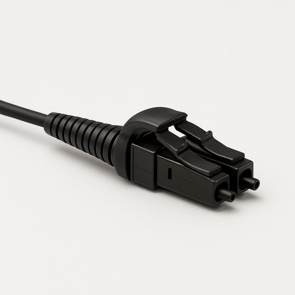 Telegartner U01100A0296 LC Duplex Plug EasyGrip OM4 — illustrative AI-generated image