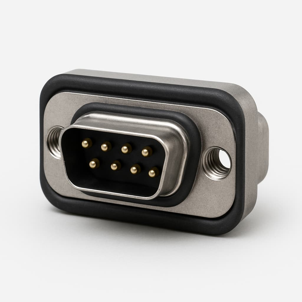 Molex / FCT FWDRM09P Waterproof D-Sub Connector — illustrative AI-generated image