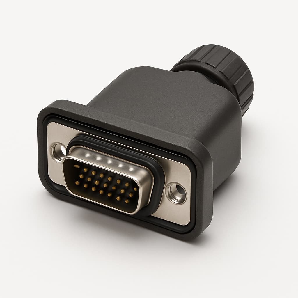 Molex / FCT FWDRM25-44P-K1444 Waterproof D-Sub Connector — illustrative AI-generated image