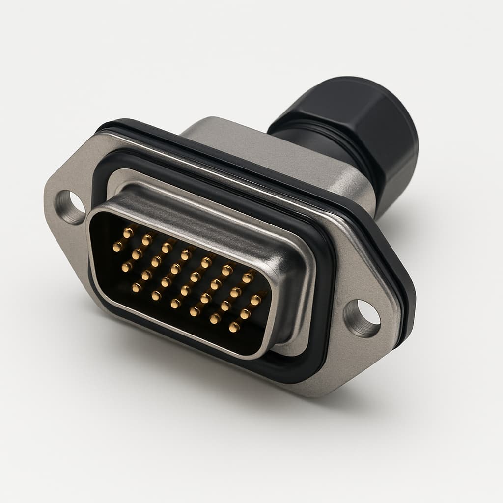 MOLEX / FCT FWDRM25P25 Waterproof D-Sub Connector — illustrative AI-generated image
