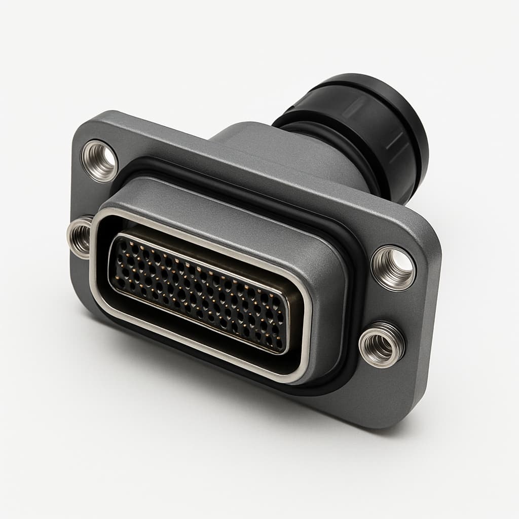 Molex / FCT FWDRM50P5 Waterproof D-Sub Connector — illustrative AI-generated image