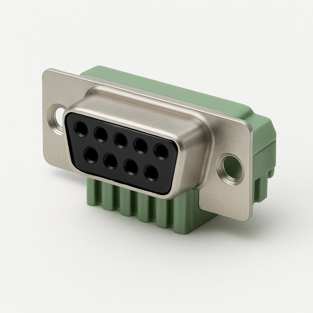 Molex / FCT FE09S21G2 D-Sub Eurostyle — illustrative AI-generated image