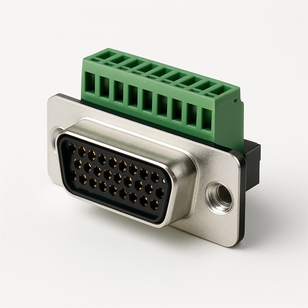 Molex / FCT FE25P21G1-1049 D-Sub Eurostyle — illustrative AI-generated image