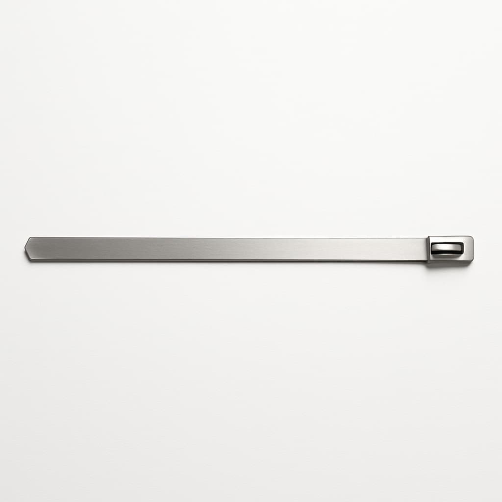 Stainless Steel Ball-Lock Cable Tie 360 mm x 7.9 mm — illustrative AI-generated image