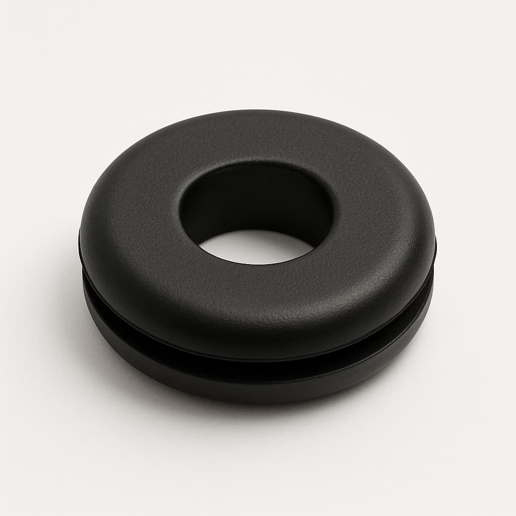 PVC Grommet Black, 10 mm Panel Hole, 5 mm Cable — illustrative AI-generated image