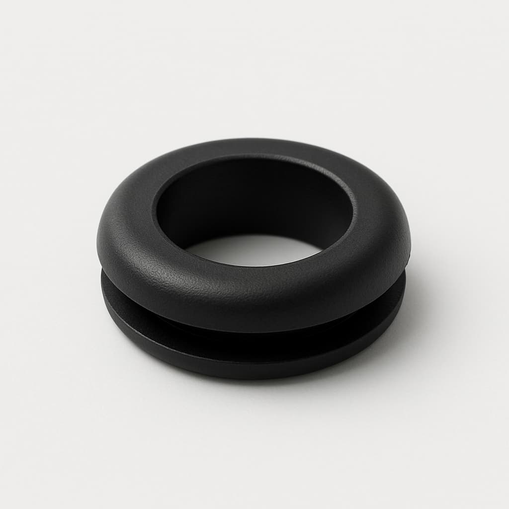 PVC Black Grommet, 11.5 mm Panel Hole — illustrative AI-generated image