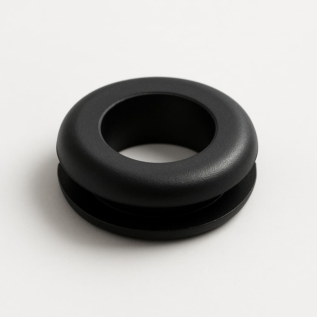 PVC Black Grommet, 11.5 mm Panel Hole — illustrative AI-generated image
