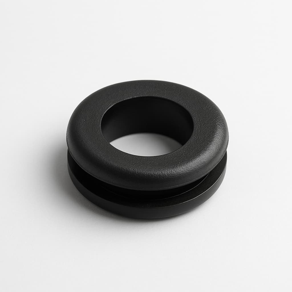 PVC Black Grommet, 11.5 mm Panel Hole, 6 mm Cable — illustrative AI-generated image