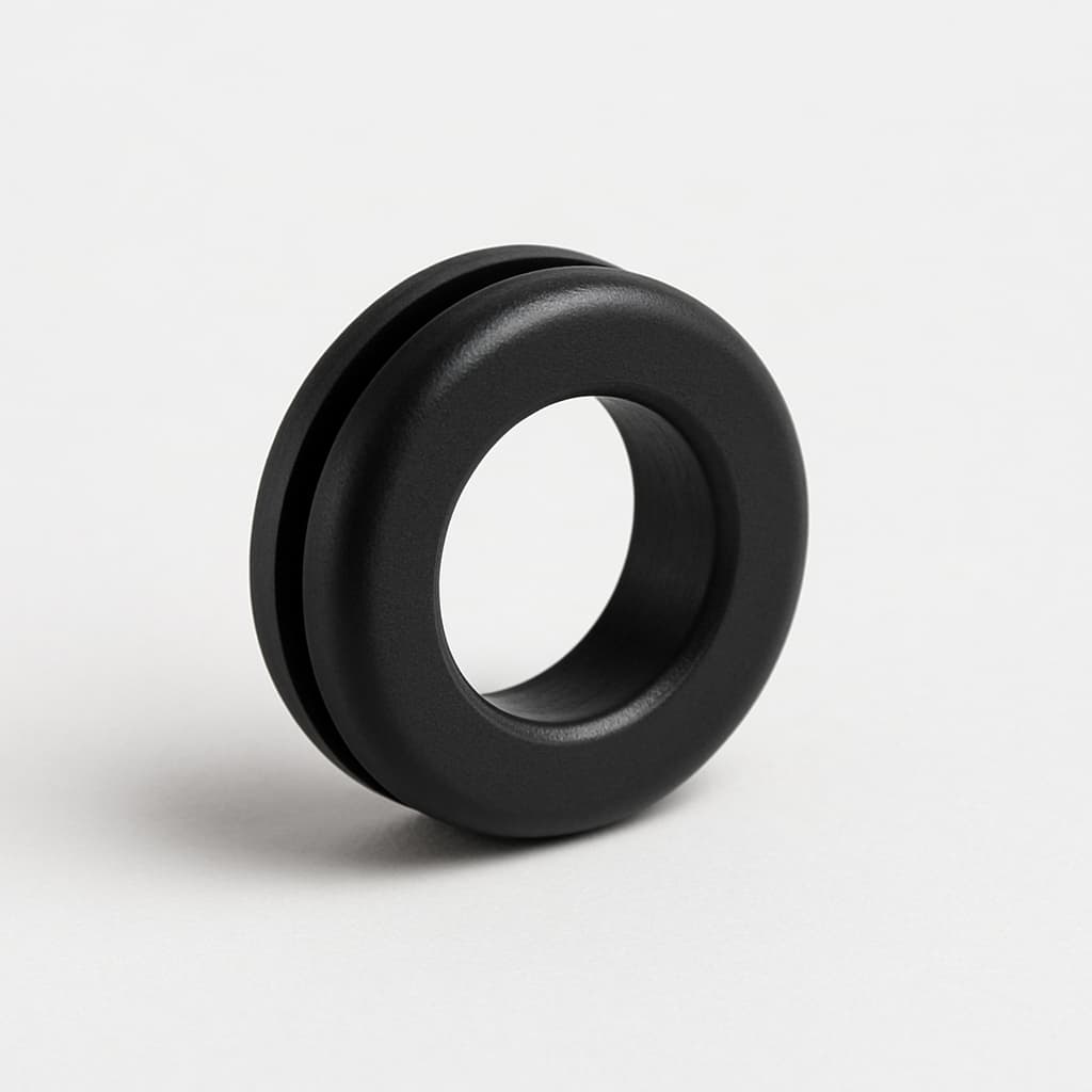 PVC Black Grommet, 11.5 mm Panel Hole — illustrative AI-generated image