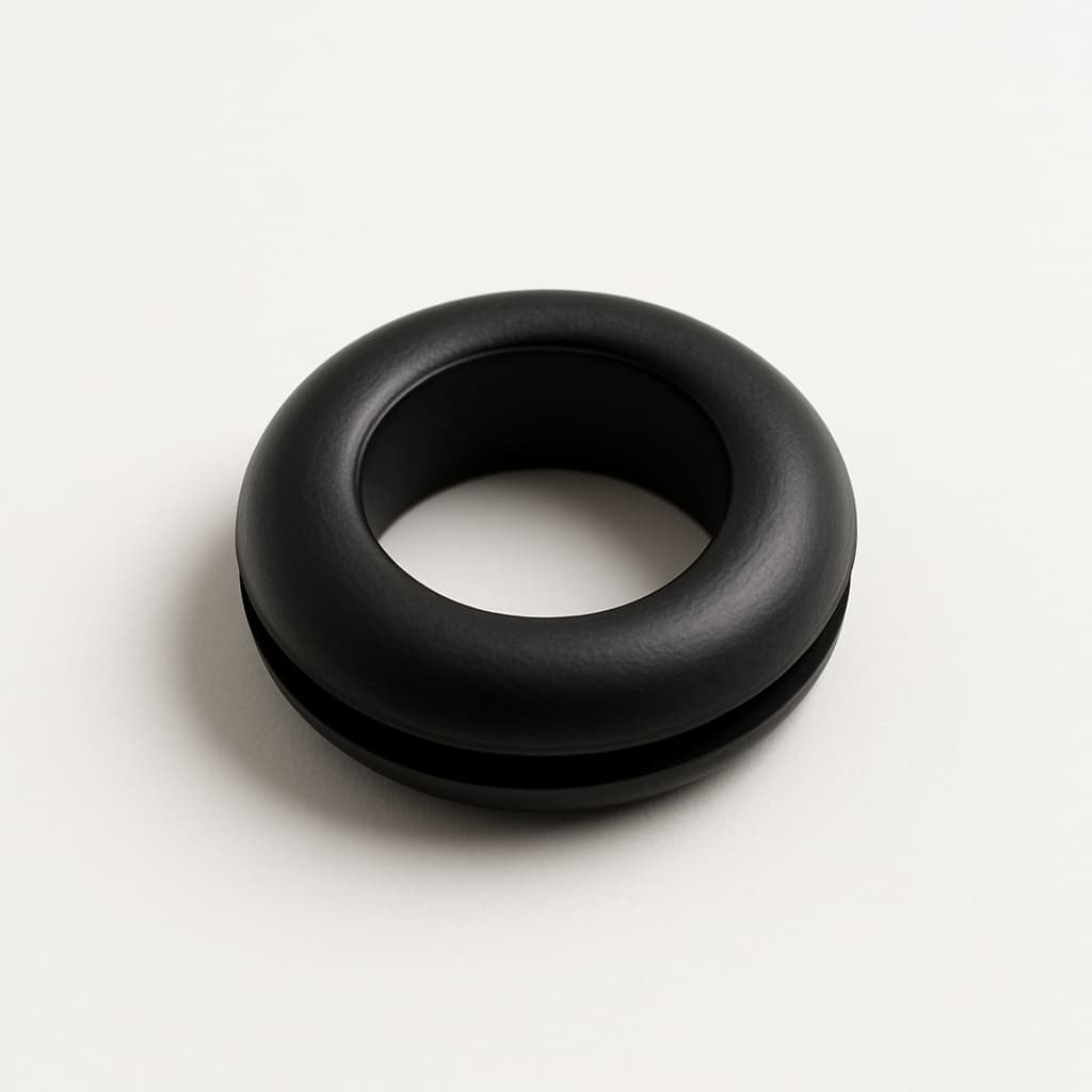 PVC Black Grommet, 11.5 mm Panel Hole — illustrative AI-generated image