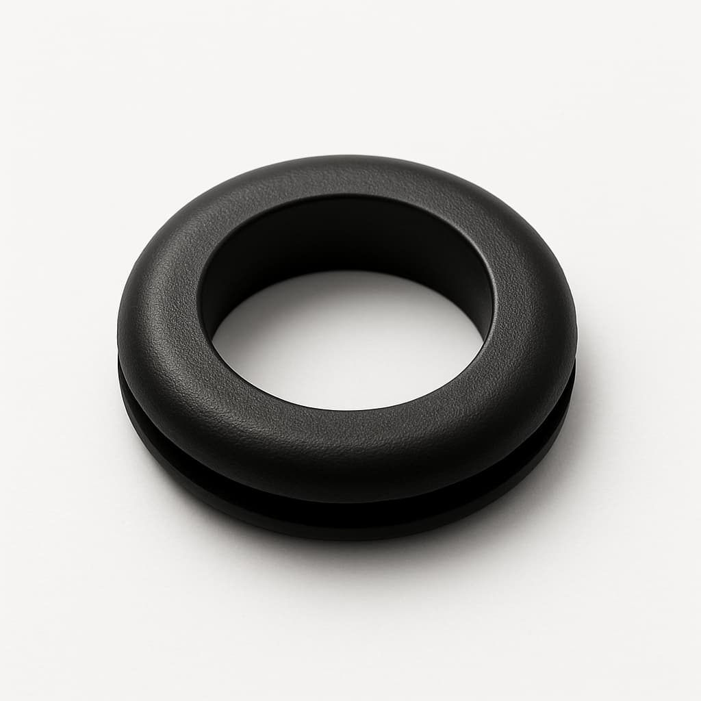 PVC Black Grommet, 11.5 mm Panel Hole — illustrative AI-generated image