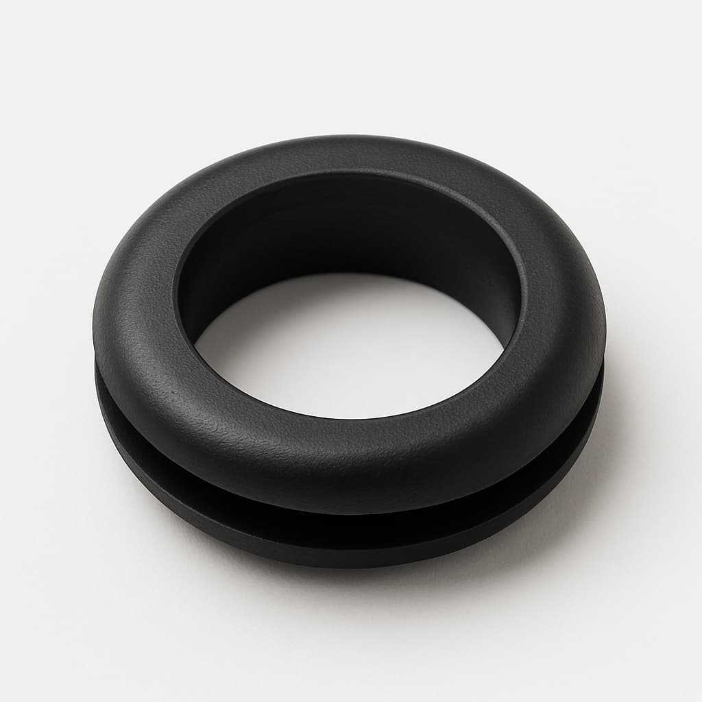 PVC Black Grommet, 11.5 mm Panel Hole — illustrative AI-generated image