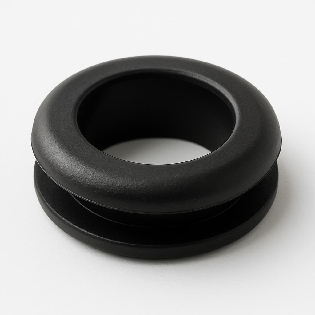 PVC Black Grommet, 11 mm Panel Hole — illustrative AI-generated image