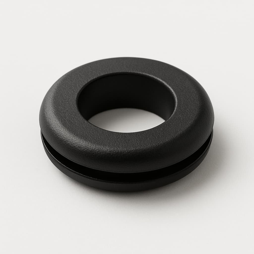 PVC Grommet, Black, 10 mm Panel Hole — illustrative AI-generated image
