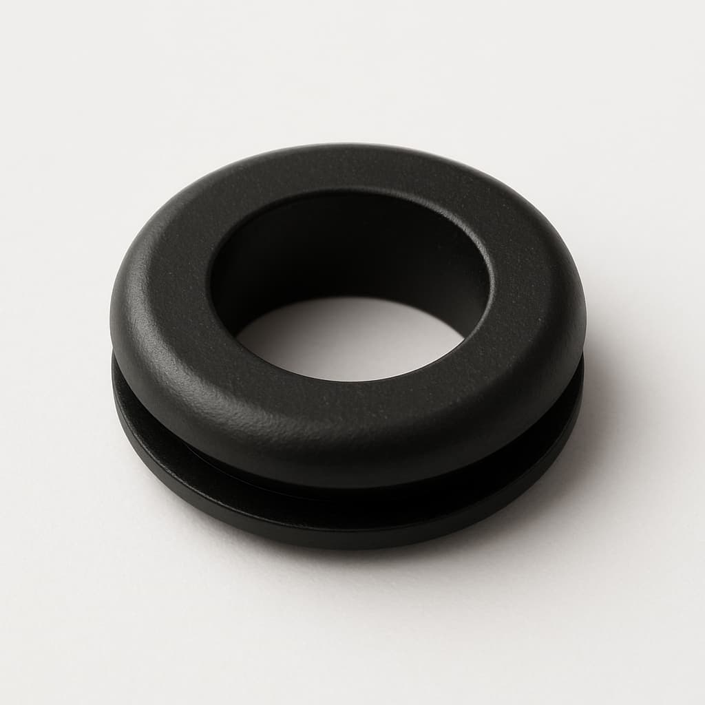 PVC Black Grommet, 10 mm Panel Hole — illustrative AI-generated image
