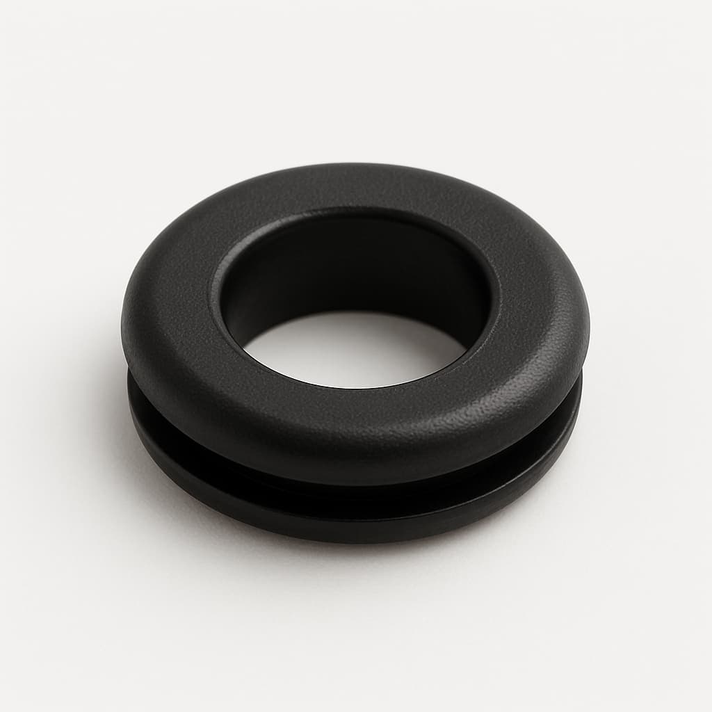 PVC Grommet, Black, 10 mm Panel Hole — illustrative AI-generated image