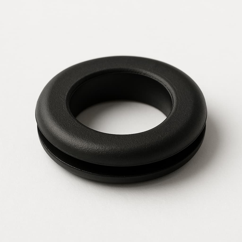 PVC Grommet, Black, 10 mm Panel Hole — illustrative AI-generated image