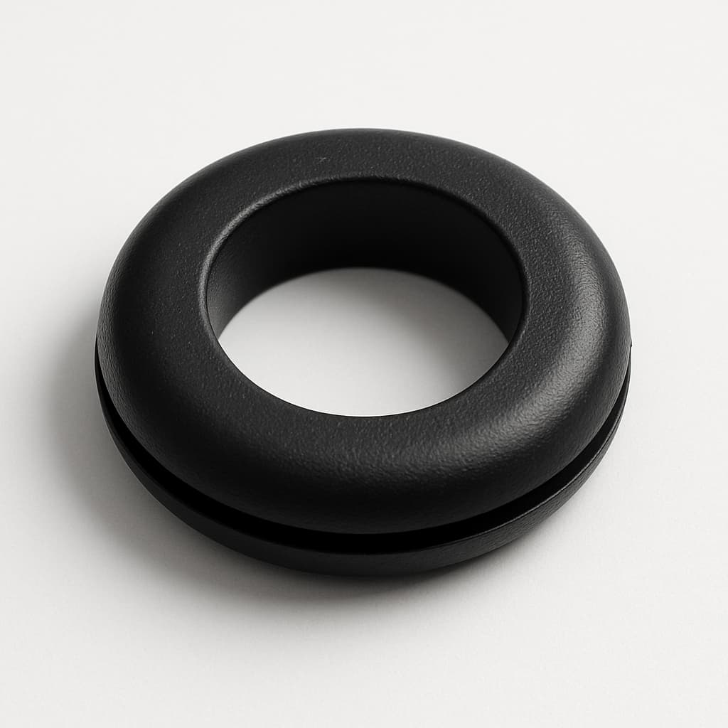 PVC Grommet, Black, 10 mm Panel Hole — illustrative AI-generated image