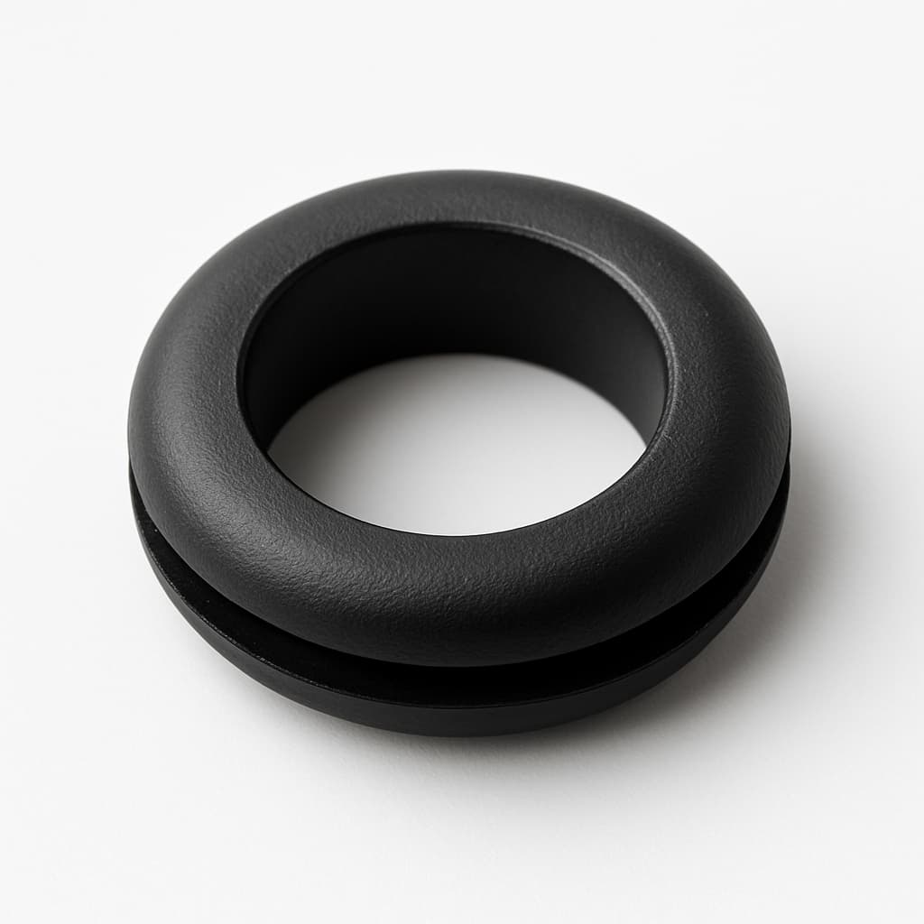 PVC Black Grommet, 11.5 mm Panel Hole — illustrative AI-generated image