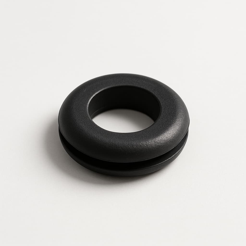 Black PVC Grommet, 11.5 mm Panel Hole — illustrative AI-generated image