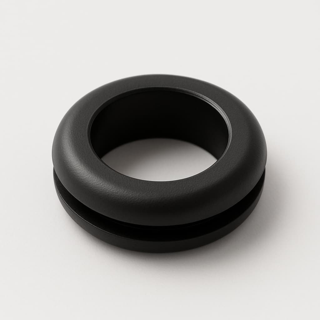 PVC Black Grommet, 11.5 mm Panel Hole — illustrative AI-generated image