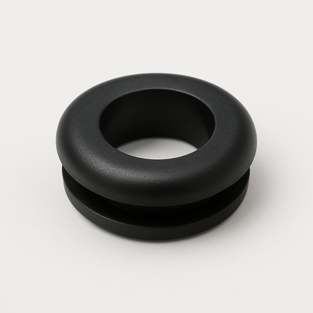 PVC Grommet, Black, 12 mm Panel Hole — illustrative AI-generated image