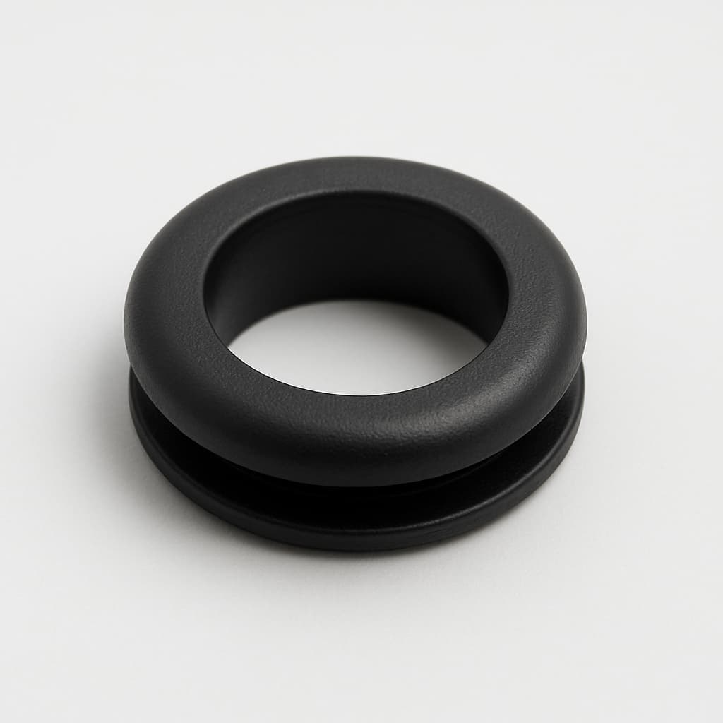 PVC Black Grommet, 12 mm Panel Hole — illustrative AI-generated image