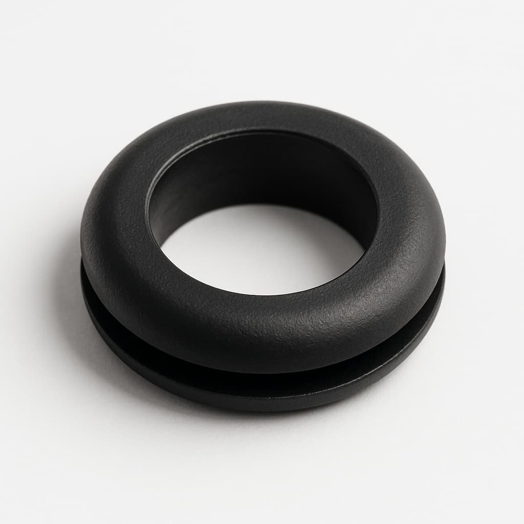 PVC Grommet, Black, 12 mm Panel Hole — illustrative AI-generated image