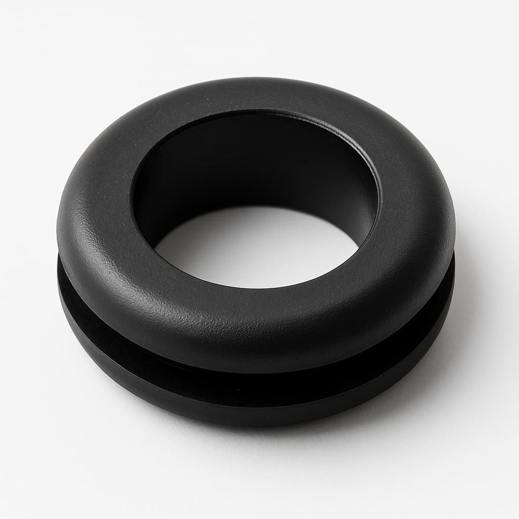 PVC Grommet, Black, 12 mm Panel Hole — illustrative AI-generated image