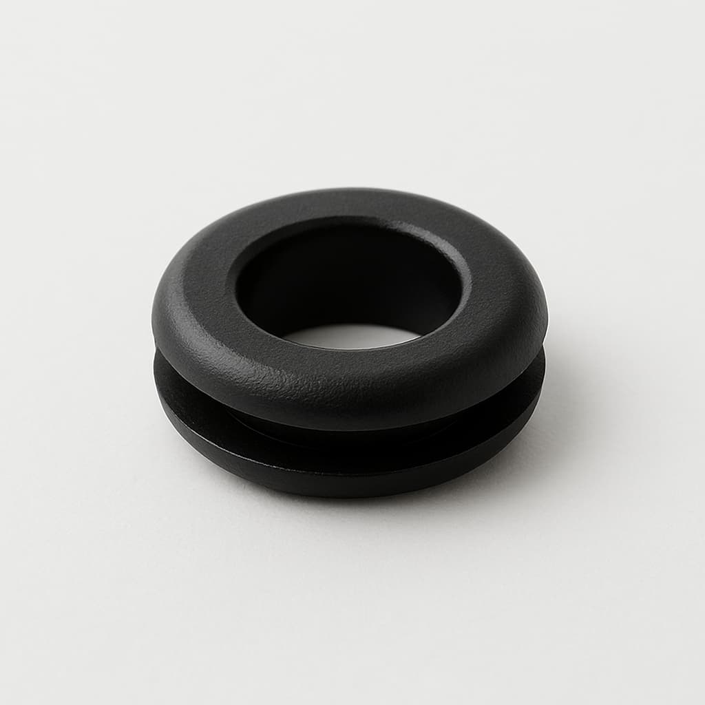 PVC Grommet, Black, 12 mm Panel Hole — illustrative AI-generated image