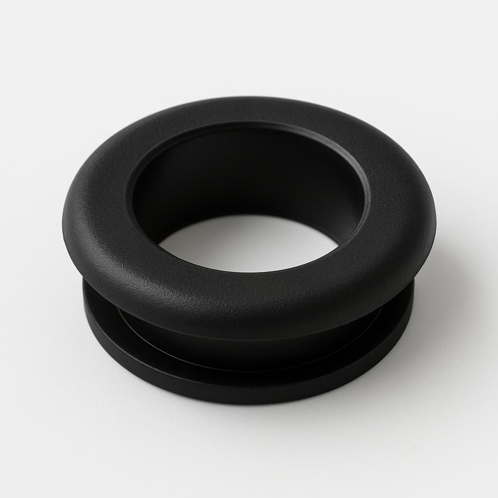 PVC Grommet Black, 12 mm Panel Hole — illustrative AI-generated image