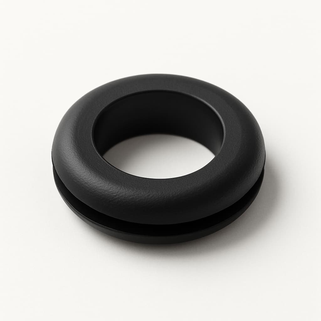 PVC Black Grommet, 13.5 mm Panel Hole — illustrative AI-generated image