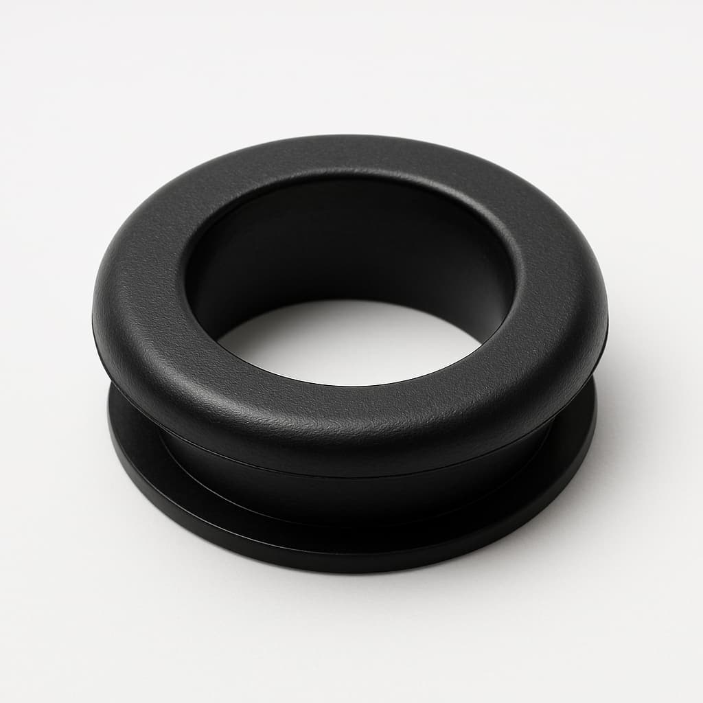 PVC Grommet, Black, 15 mm Panel Hole — illustrative AI-generated image