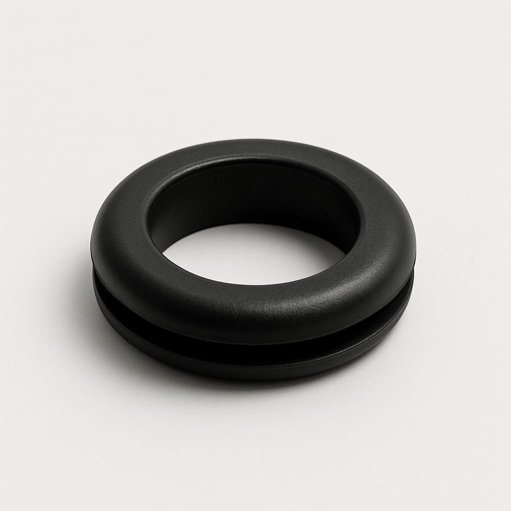 PVC Black Grommet, 15 mm Panel Hole — illustrative AI-generated image