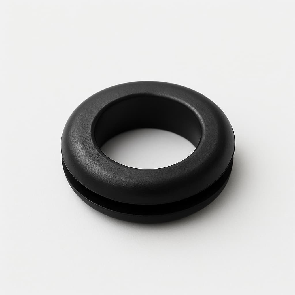 PVC Grommet Black, 15 mm Panel Hole — illustrative AI-generated image