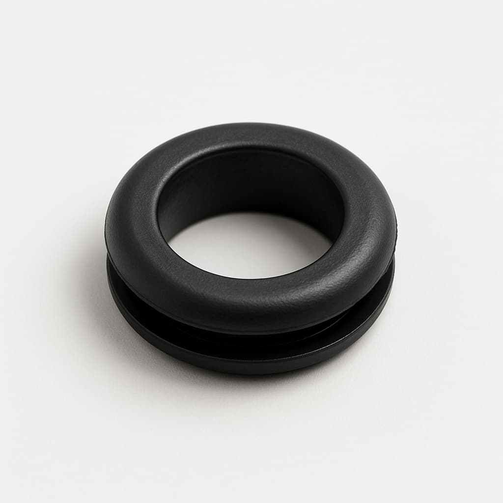 PVC Grommet, Black, 15 mm Panel Hole — illustrative AI-generated image