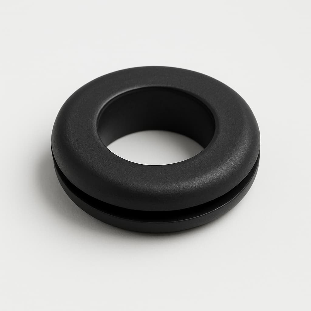PVC Grommet, Black, 15 mm Panel Hole — illustrative AI-generated image